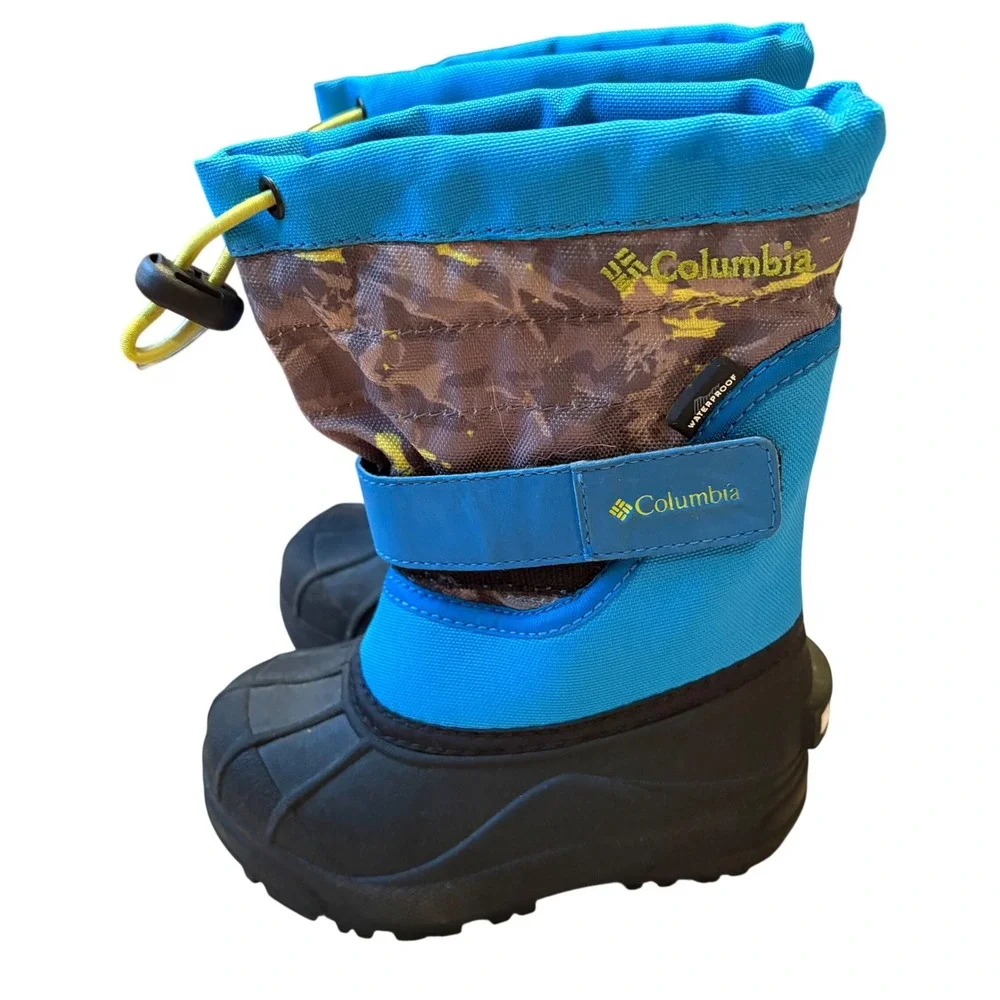 Columbia Kids Waterproof Winter Snow‎ Boots Size 8 Blue Camo Youth